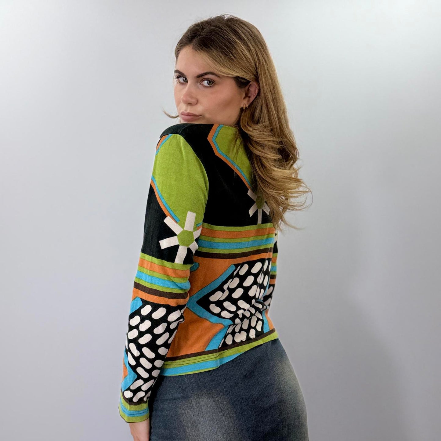 No Sweat Long Sleeve Printed Top- SIZE L