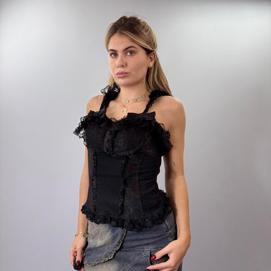 Kuronex Black Lace Corset Top- SIZE L