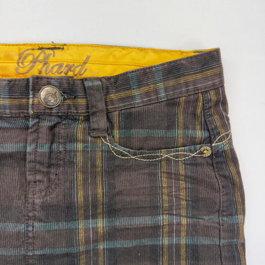 Phard Plaid Mini Skirt with Yellow Lining- W32"