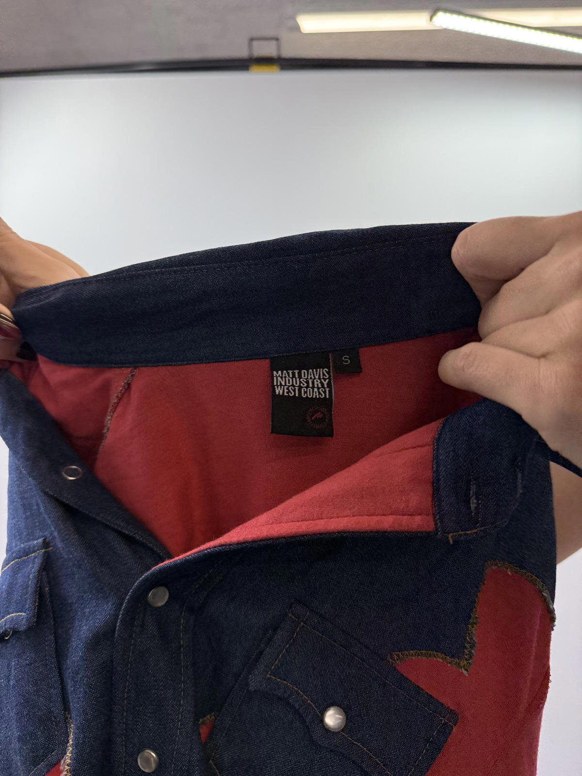 Matt Davis West Coast Red and Denim Long Sleeve Top- Size S