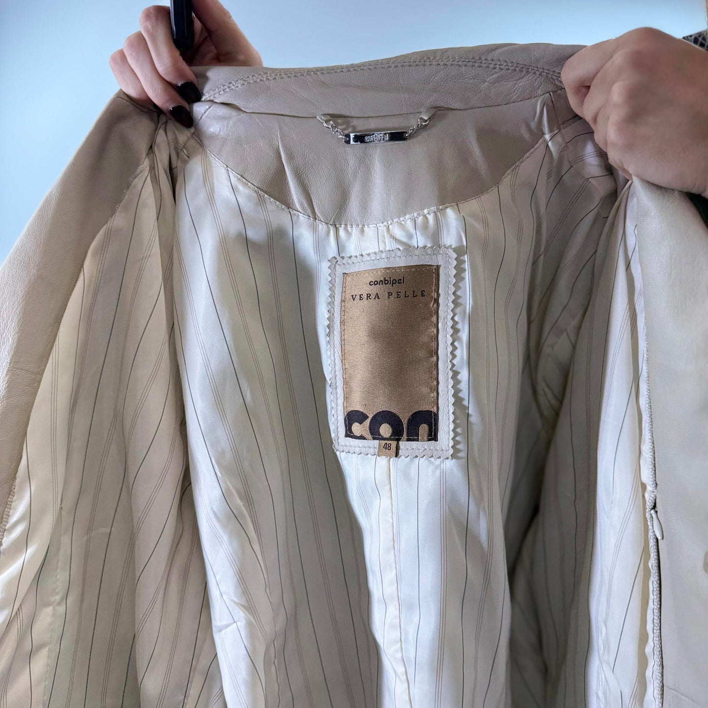 Vera Pelle Beige Women's Leather Jacket -SIZE M