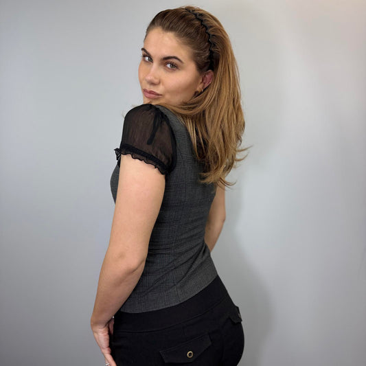 Y2K Grey Plaid Button-Up Vest Top – Vintage Preppy