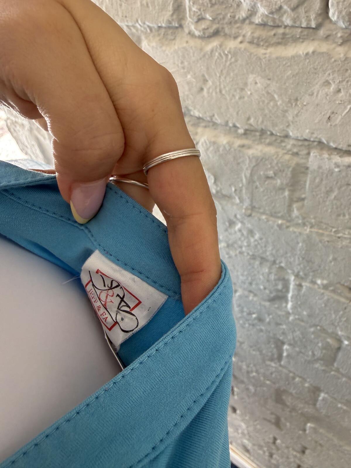 Blue and White Sheer Sleeve Top