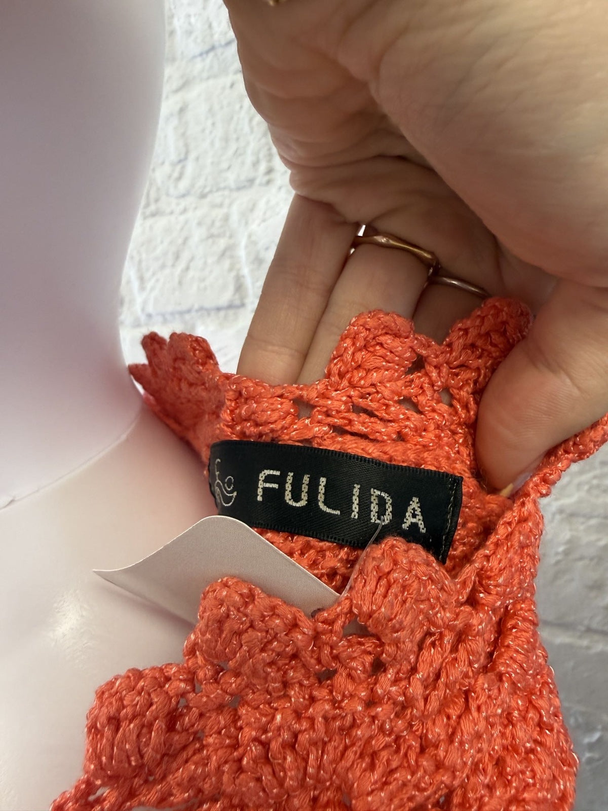 Fulida Coral Knit Floral Crochet Detail Top