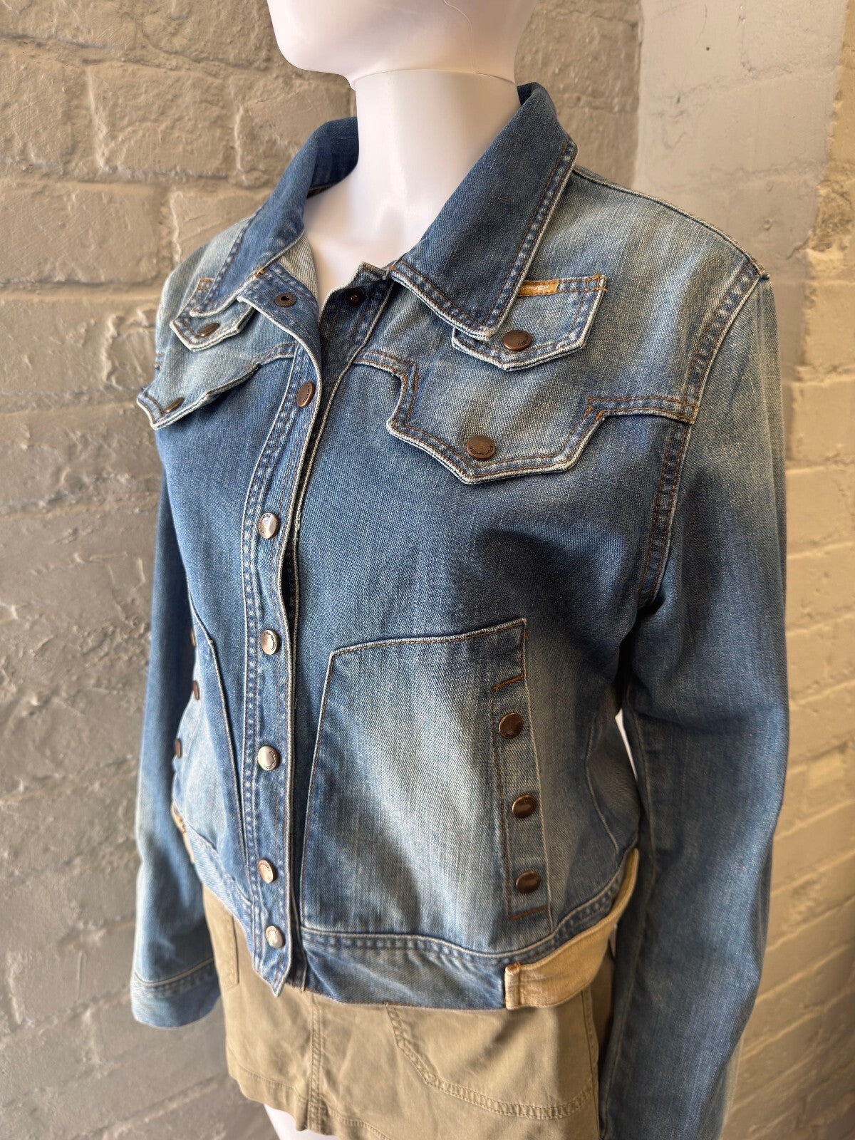 Artigli Blue Denim Jacket with Yellow Back Print