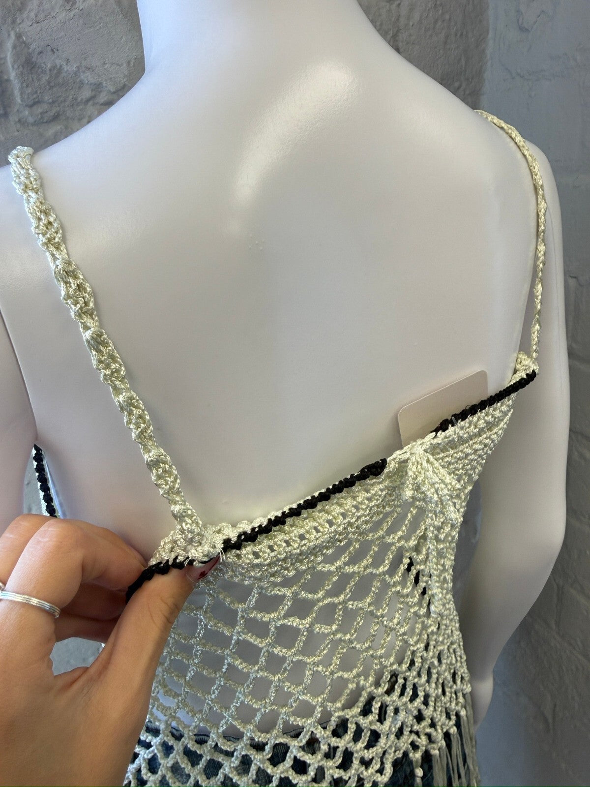 Handmade Crochet Mint Green Fringe Crop Top