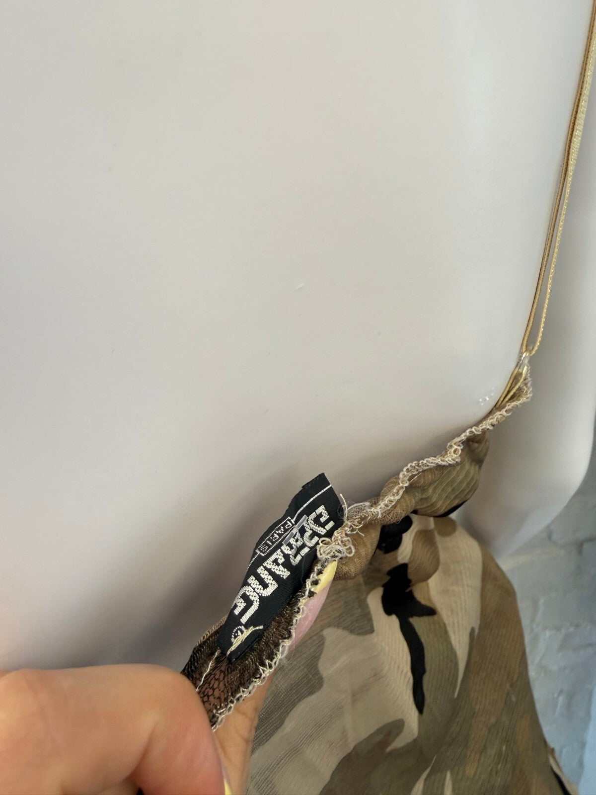 Beige Lace and Camouflage Pattern Spaghetti Strap Top