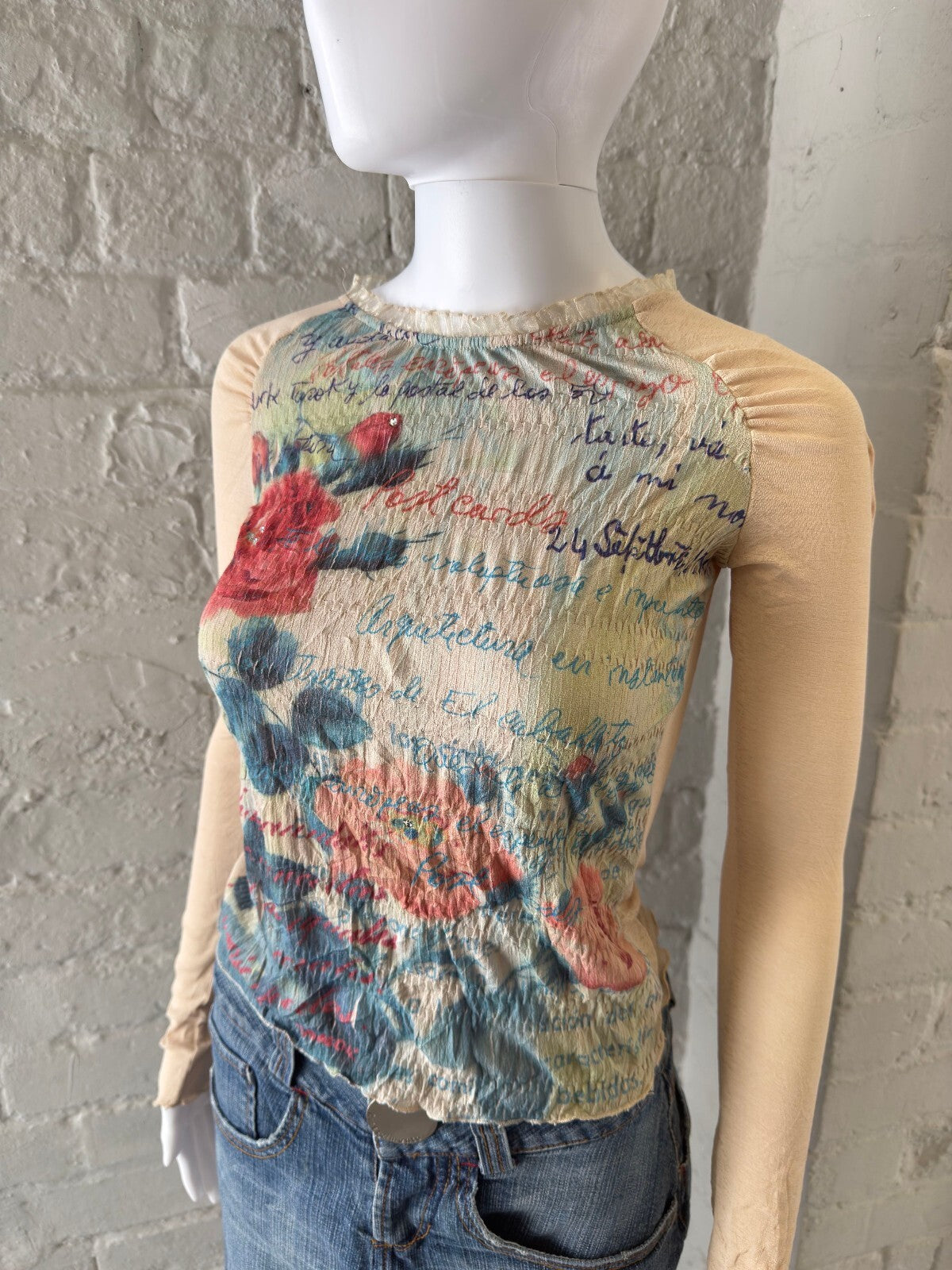Vintage Long Sleeve Floral Print Top
