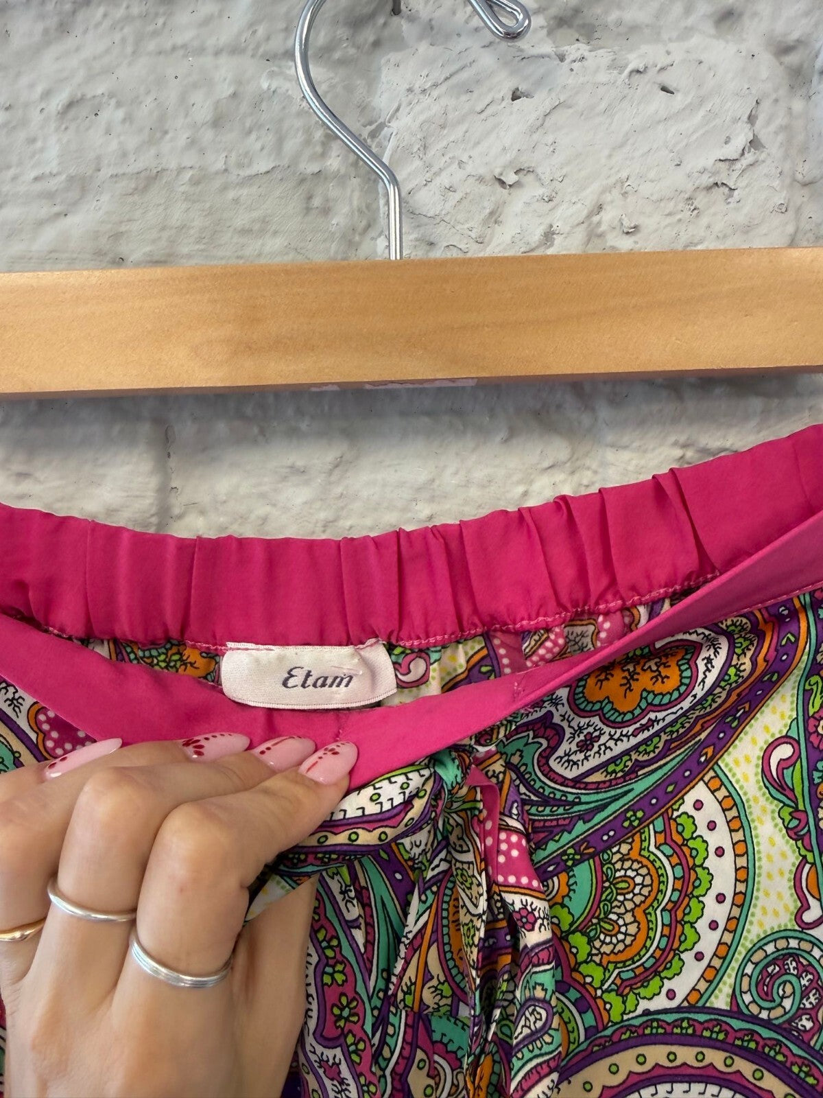 Paisley Print Shorts with Pink Waistband