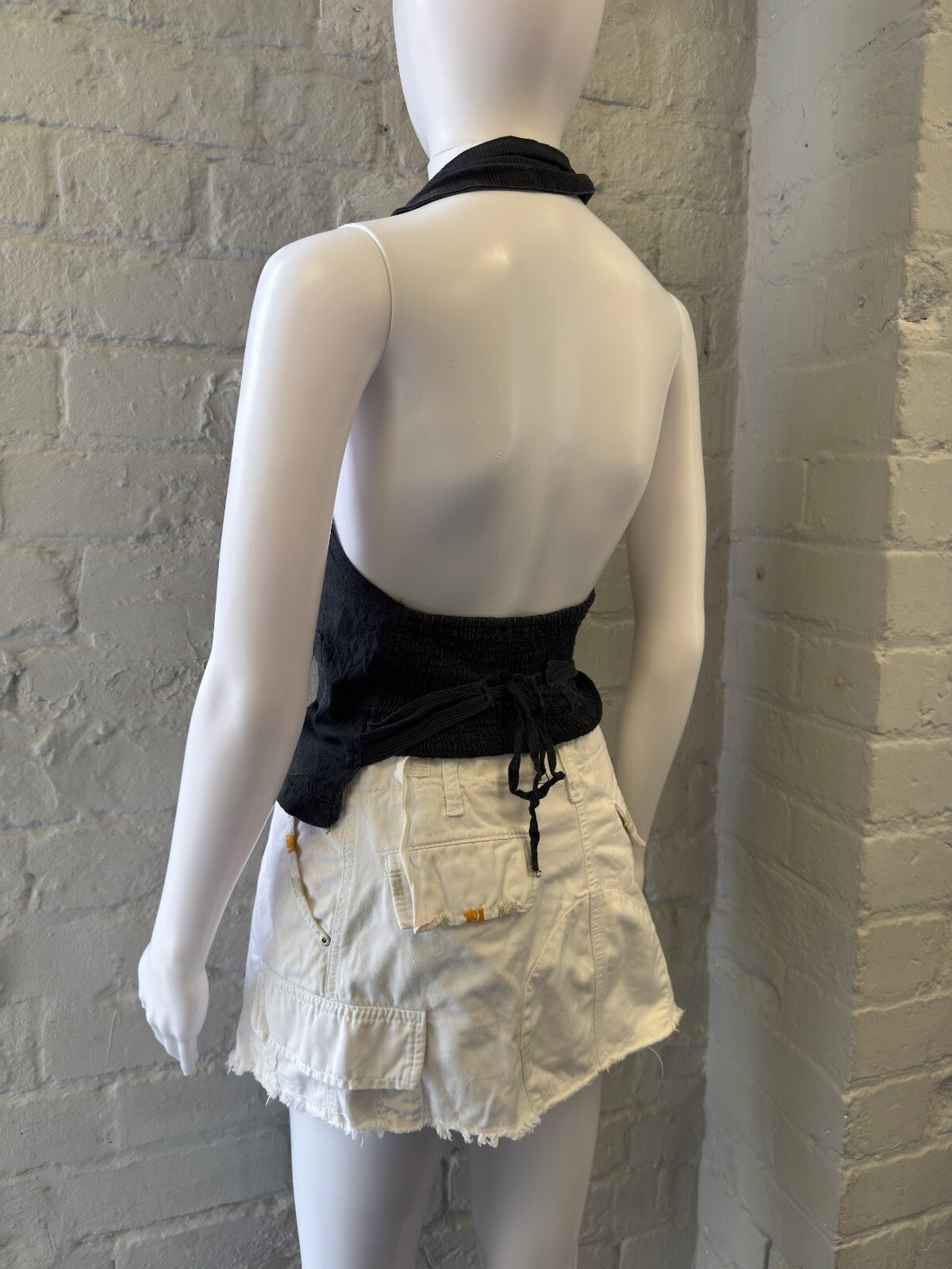 Dark Navy Blue Halter Neck Backless Top