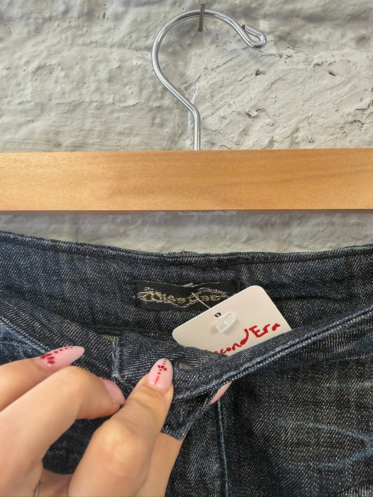 Denim Mini Skirt with Frayed Hem