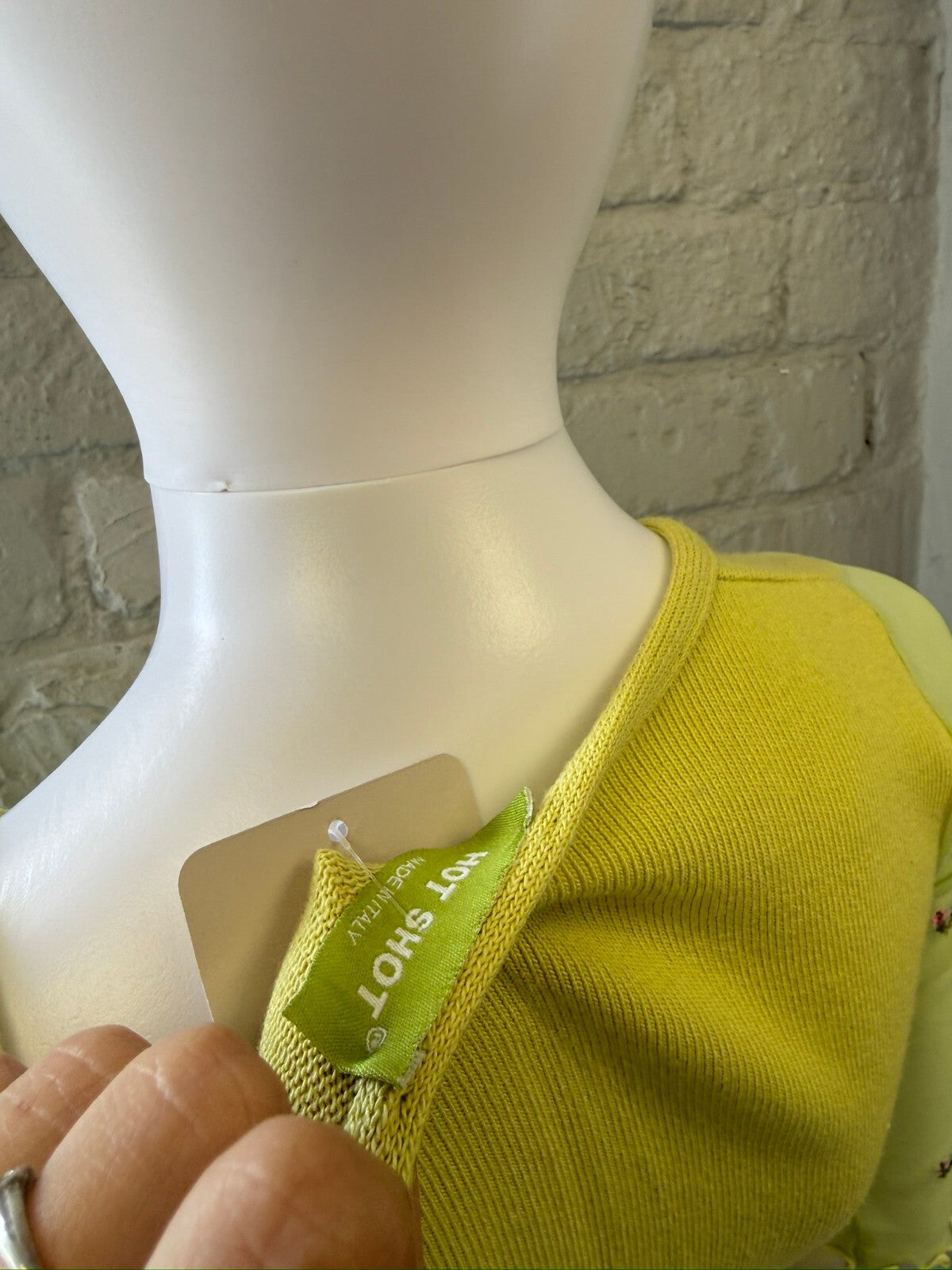 Green Knit Cardigan with Embroidered Sleeves