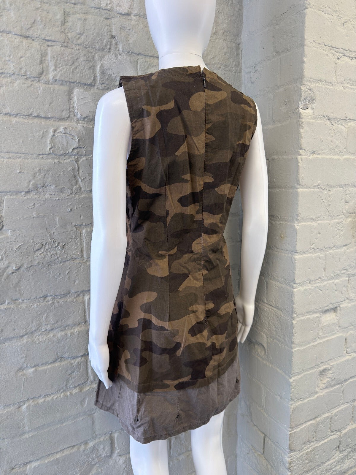 Camouflage Print Midi Dress with Drawstring Waist