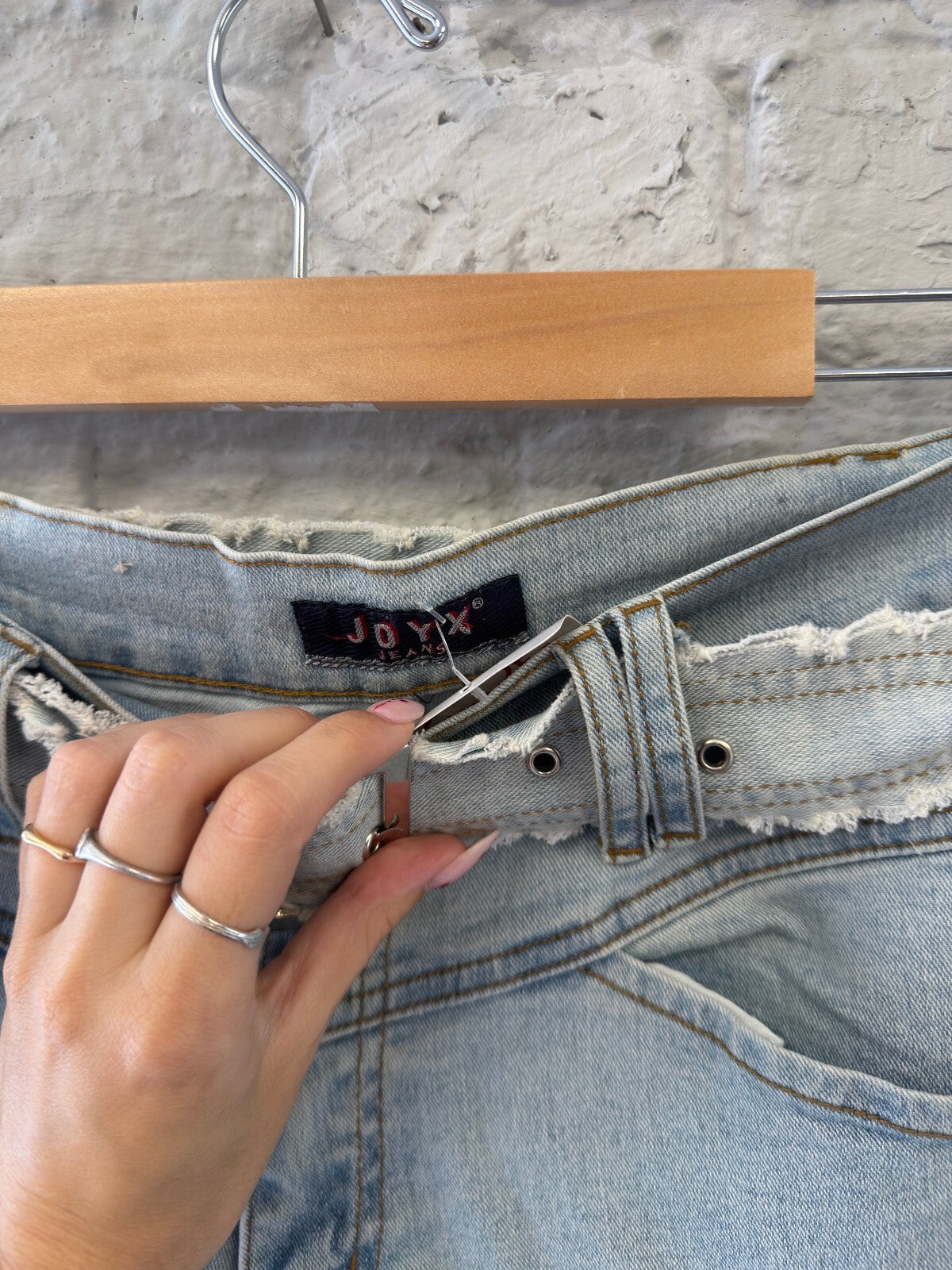Light Blue Denim Flared Jeans with Belt
