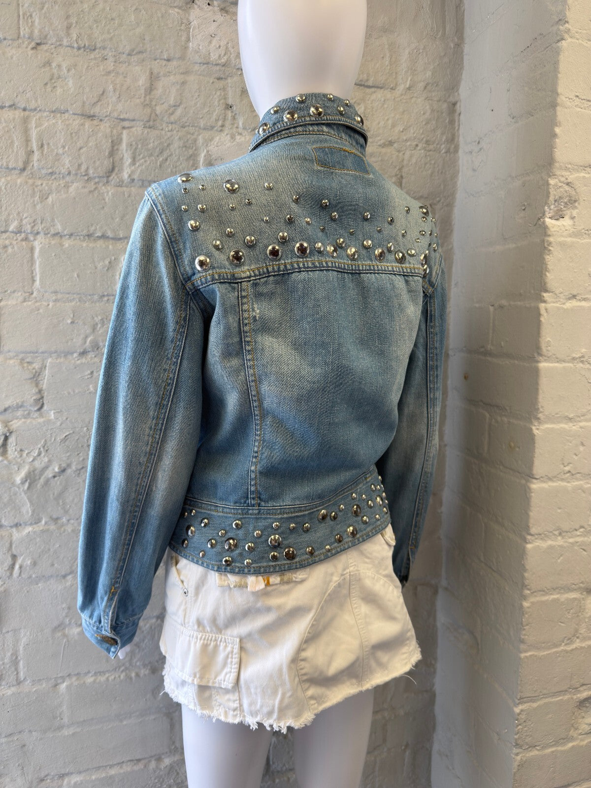 Phard Light Blue Denim Jacket with Silver Stud Detailing