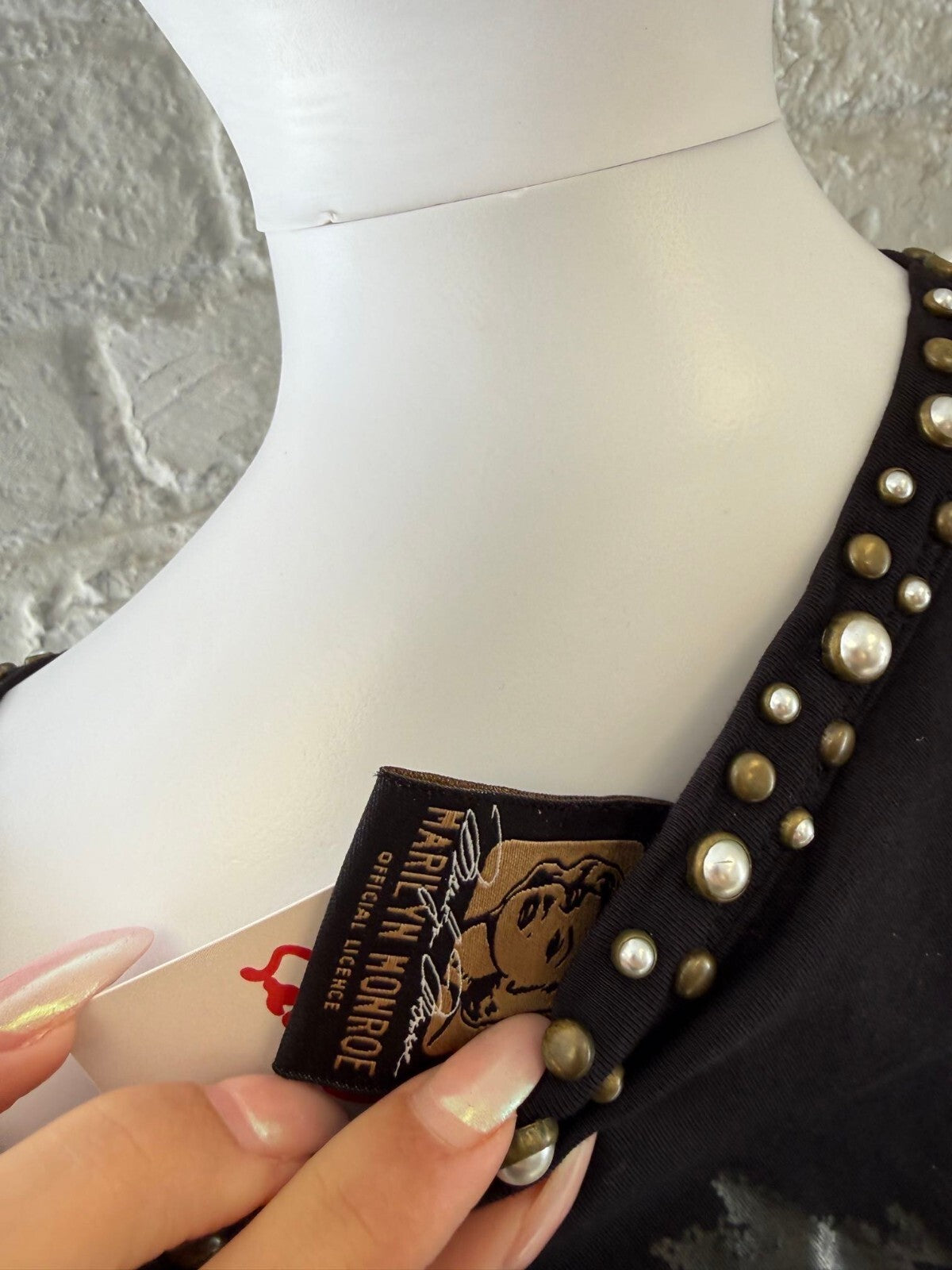 Black Studded Tank Top with Front Tie Detail