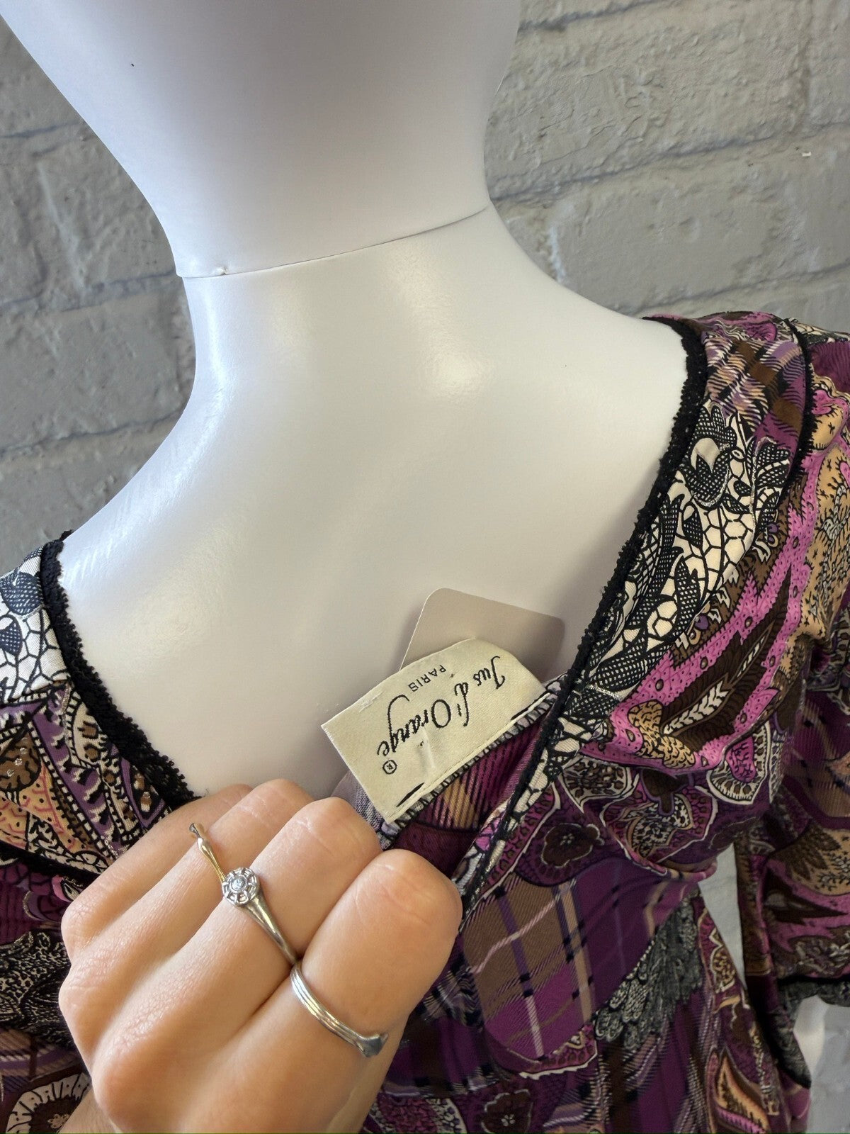 Purple Paisley and Plaid Patterned Top