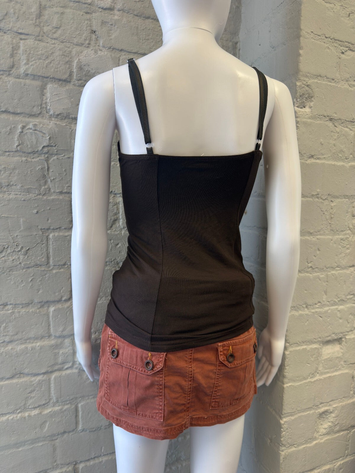 Made in Italy Brown Lace Trimmed Camisole Top