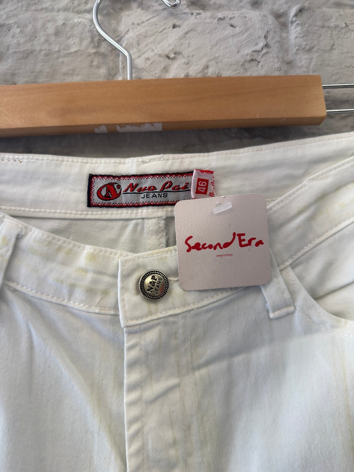 2000s Y2K White Jeans with Yellow Dye