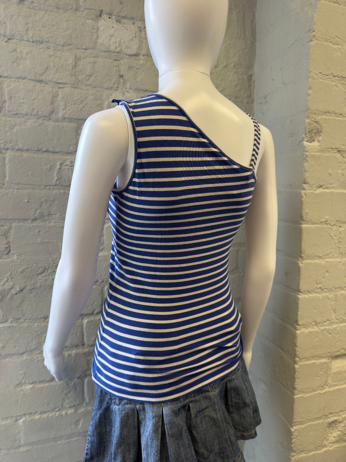 Blue and White Striped Vest Top