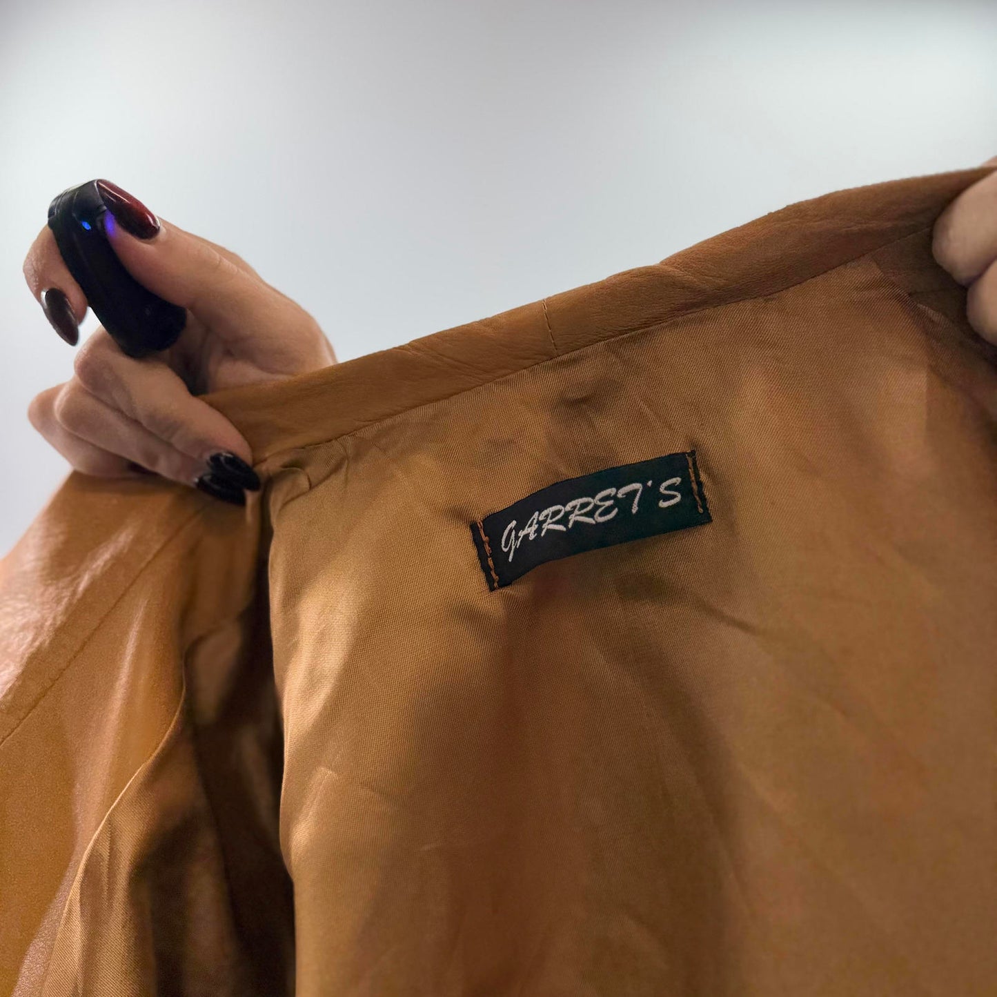 Garret's Women's Tan Leather Zip-Up Jacket- SIZE M