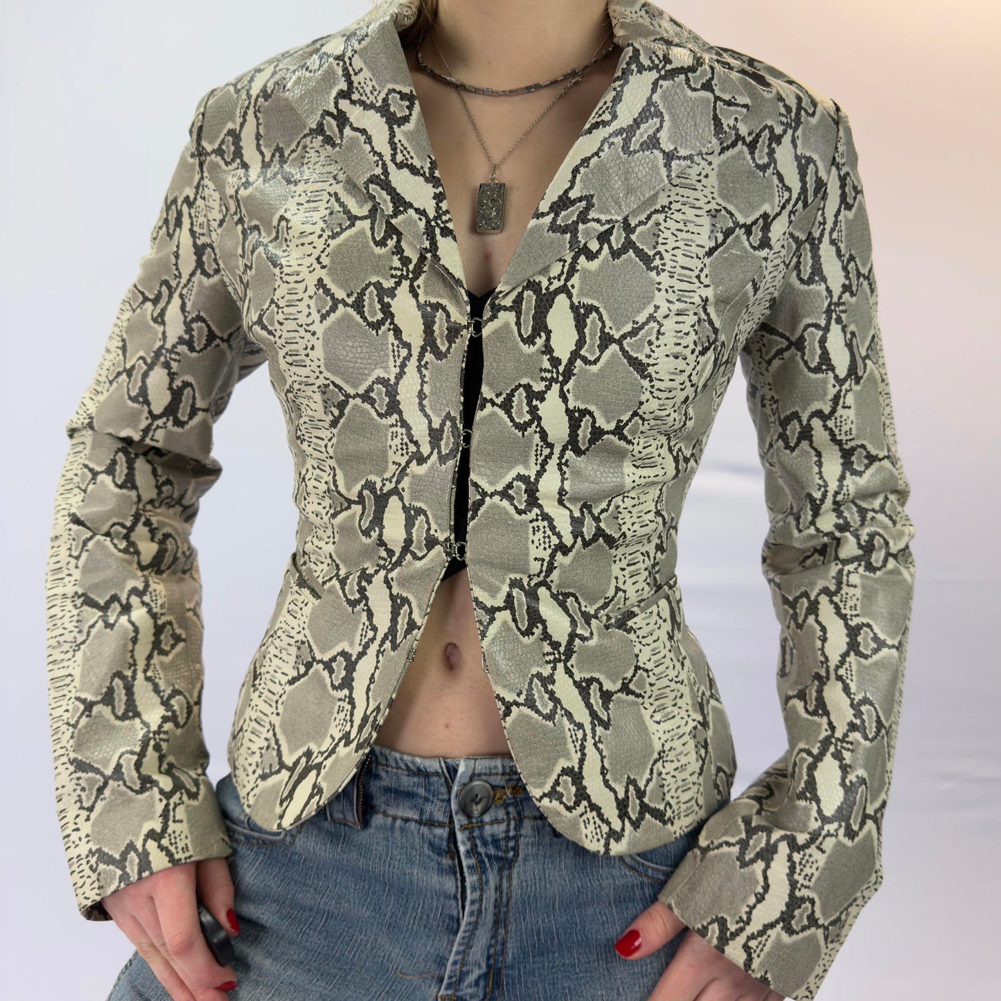 Motivi Snake Print Fitted Blazer Jacket- SIZE 10
