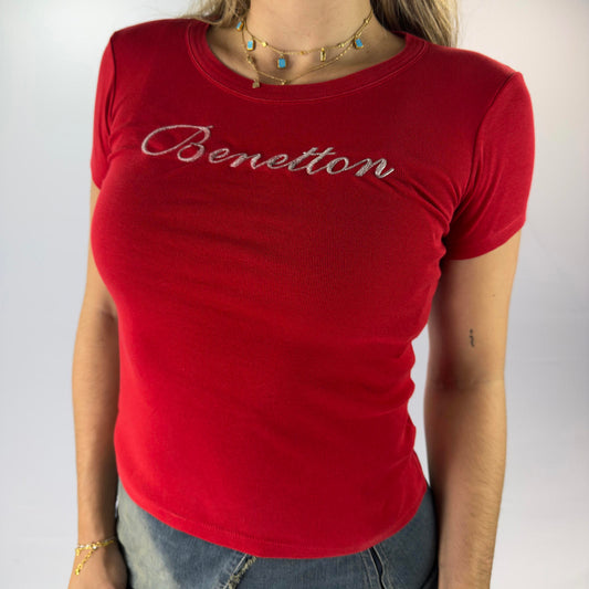 Benetton Red Short Sleeve T-Shirt - SIZE L
