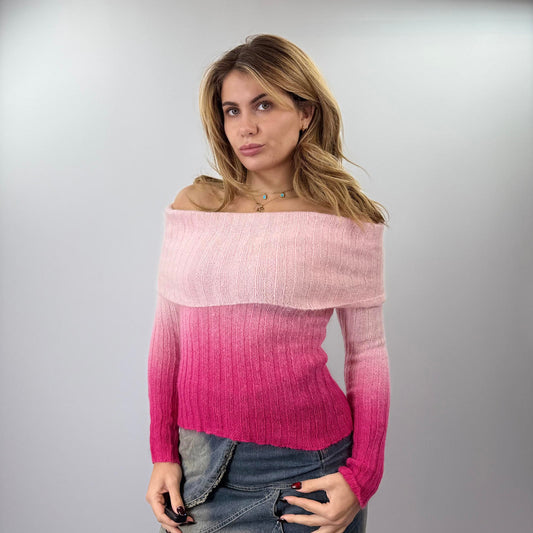 Moda International Women's Pink Ombre Off-Shoulder Knit - SIZE S