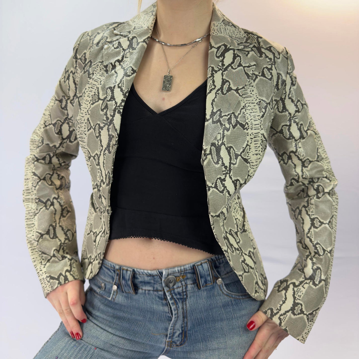 Motivi Snake Print Fitted Blazer Jacket- SIZE 10