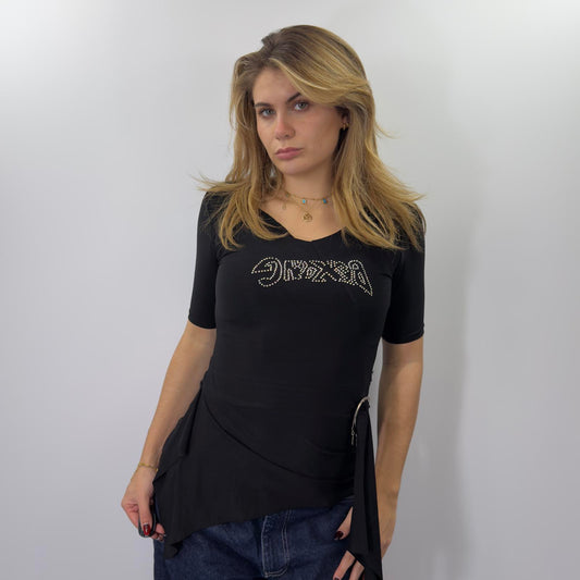 Y2K Rhinestone logo top - SIZE M