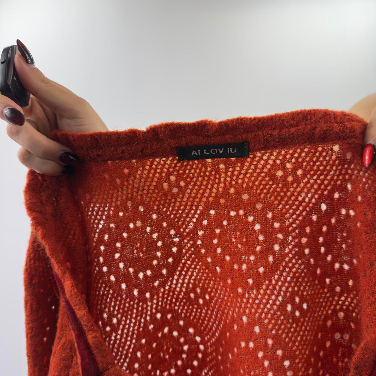 Ai Lov Iu Burnt Orange Wool Knit Long Sleeve Top- SIZE M