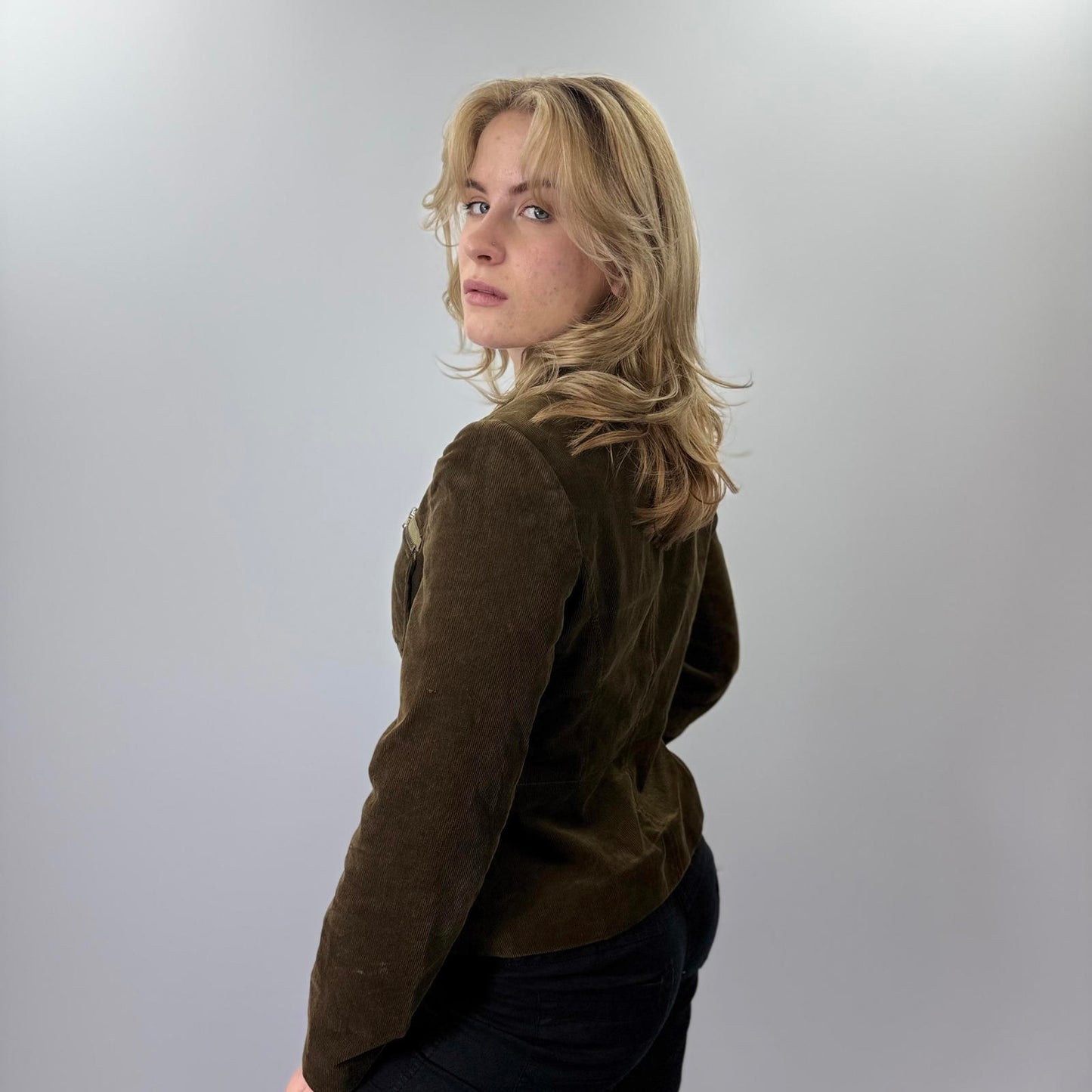 Blue Star Women's Brown Corduroy Blazer Jacket- SIZE M