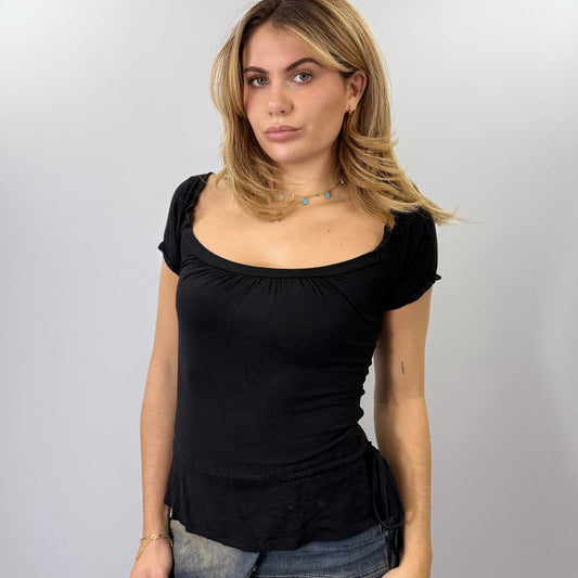 Black Women's Top with Short Sleeves- SIZE L