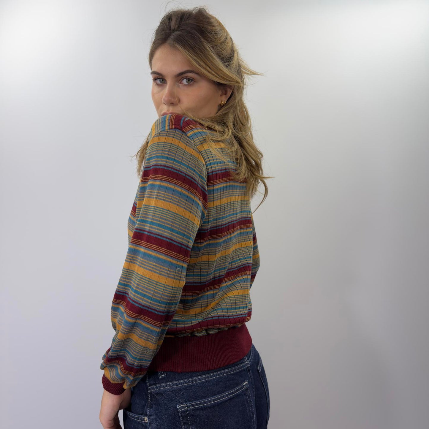 90s Striped Long Sleeve Jumper - SIZE M