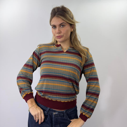 90s Striped Long Sleeve Jumper - SIZE M