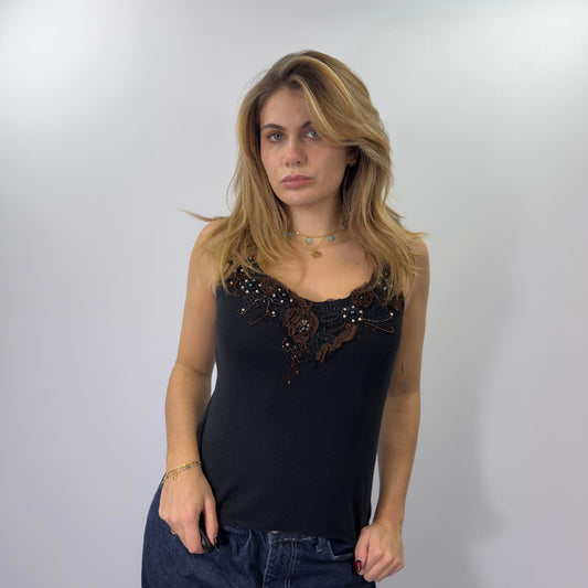 Y2K Embellished Knit Tank Top- SIZE M