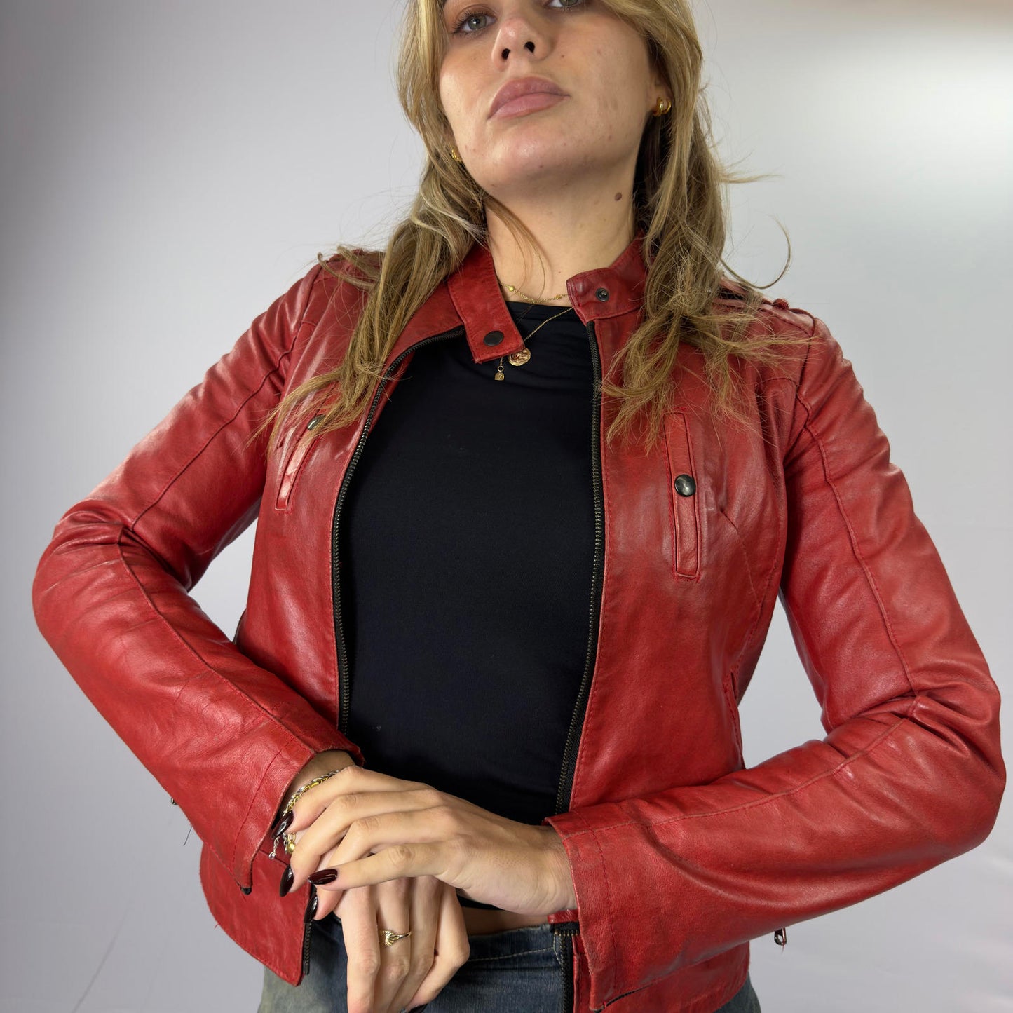 Sasch Red Leather Women's Jacket- SIZE XS