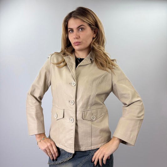 Vera Pelle Beige Women's Leather Jacket -SIZE M