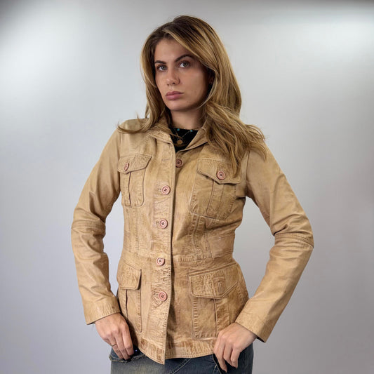 Best Connections Women's Beige Leather Jacket - SIZE 12