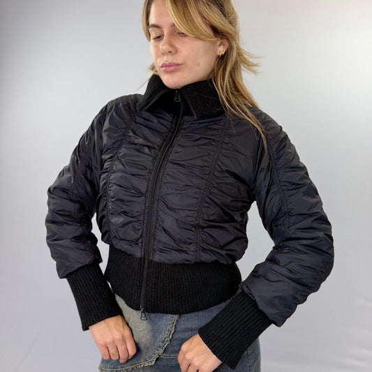 Folia Black Quilted Women's Bomber Jacket - SIZE S