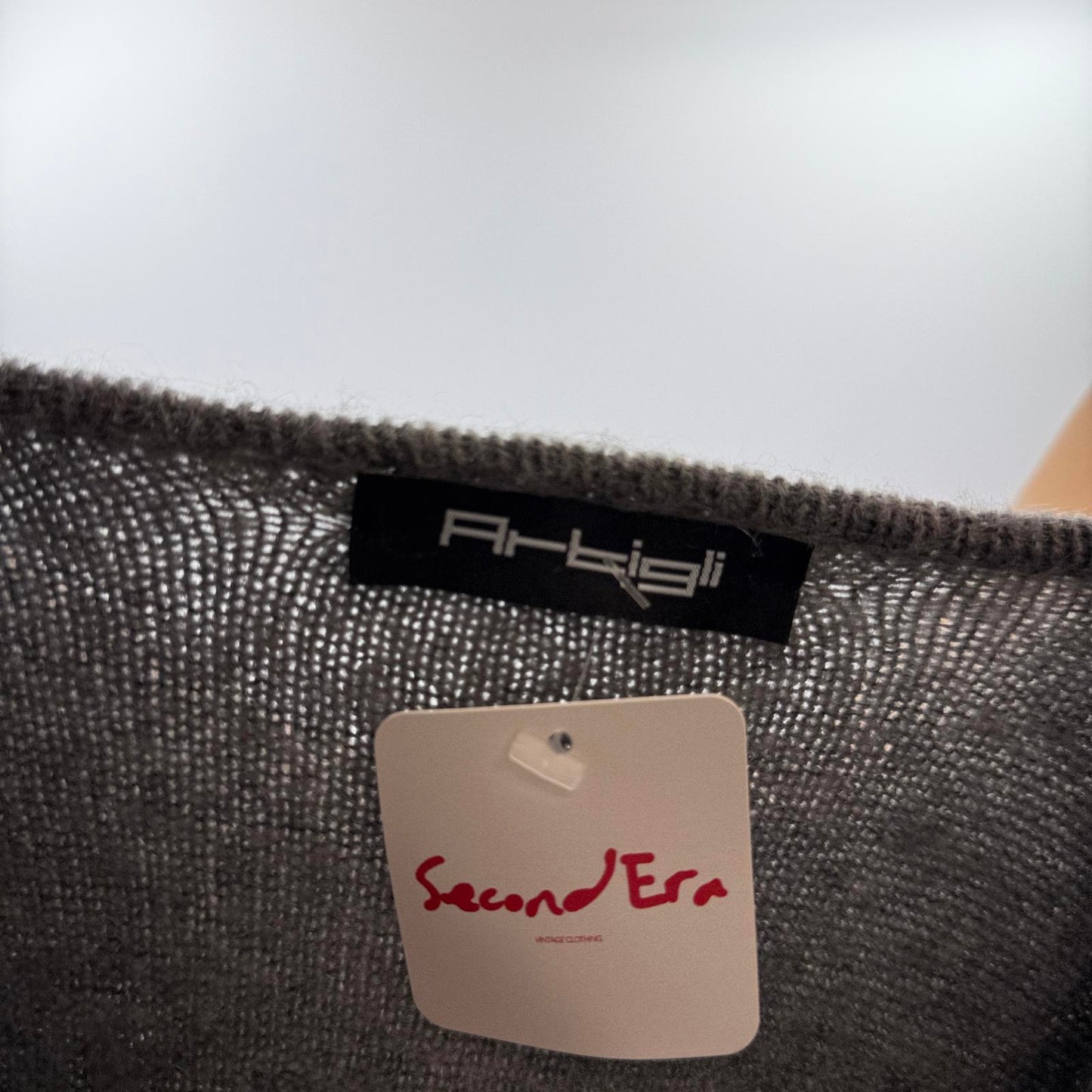 Artigli Grey Ribbed Wool Knit Women's Tank Top- SIZE L