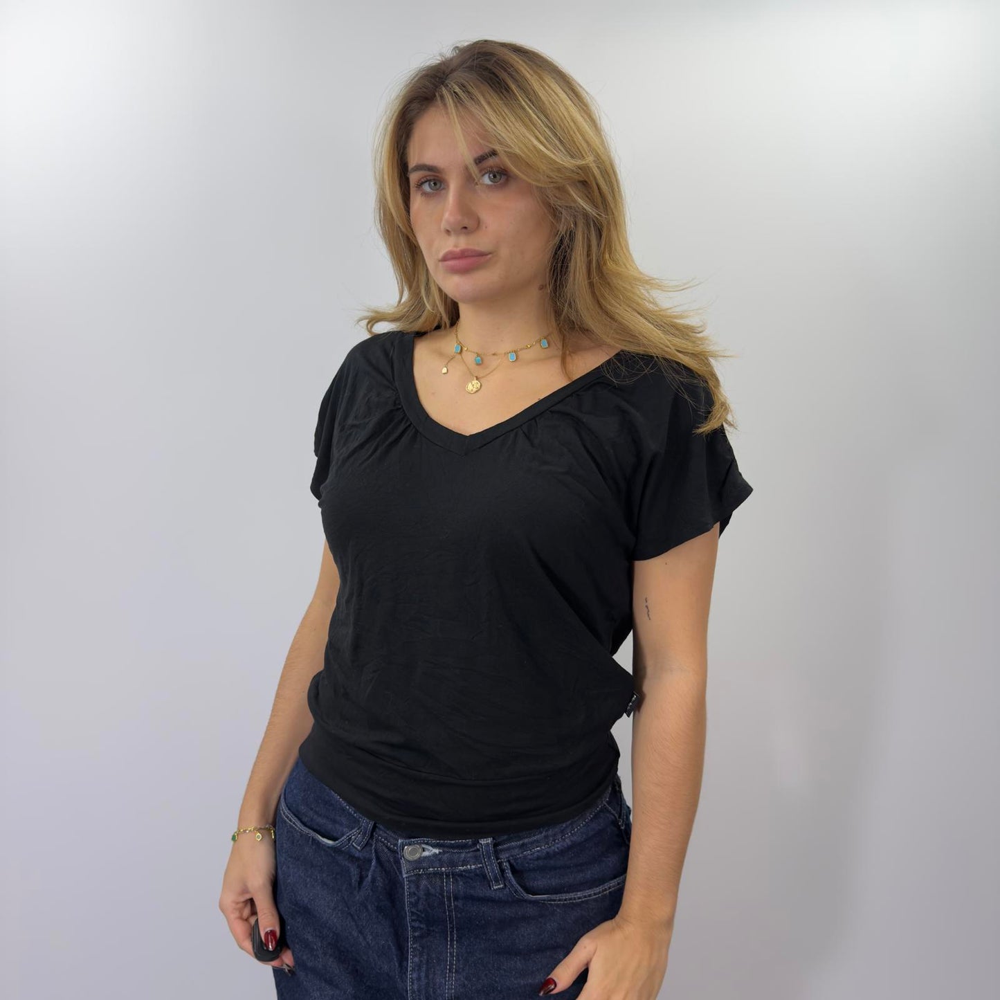 Artigili Black V-Neck Tee- Size M