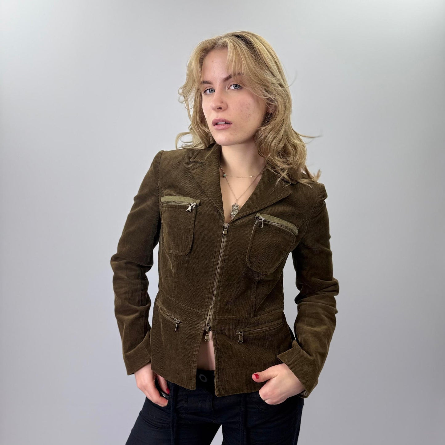 Blue Star Women's Brown Corduroy Blazer Jacket- SIZE M