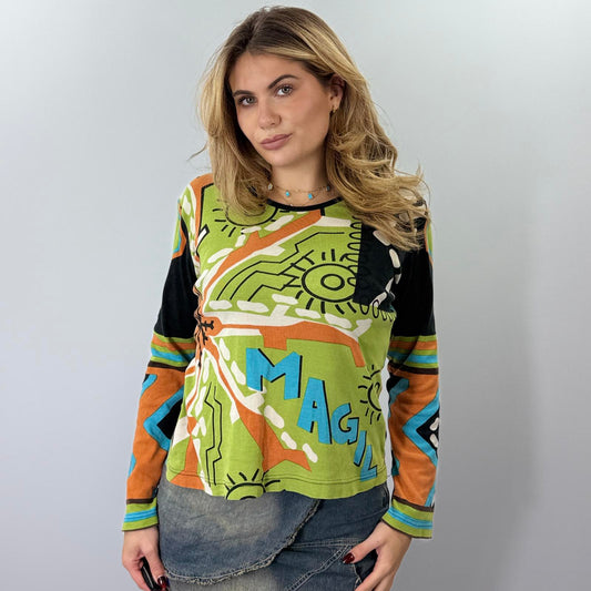 No Sweat Long Sleeve Printed Top- SIZE L