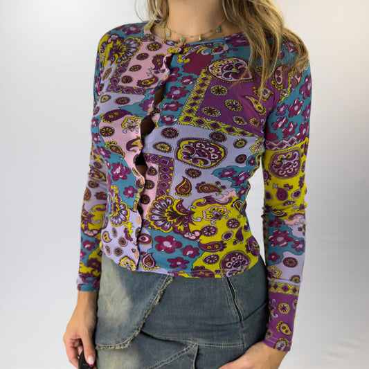 Morgan de Toi  Multicoloured Paisley Print Button-Up Cardigan- SIZE S