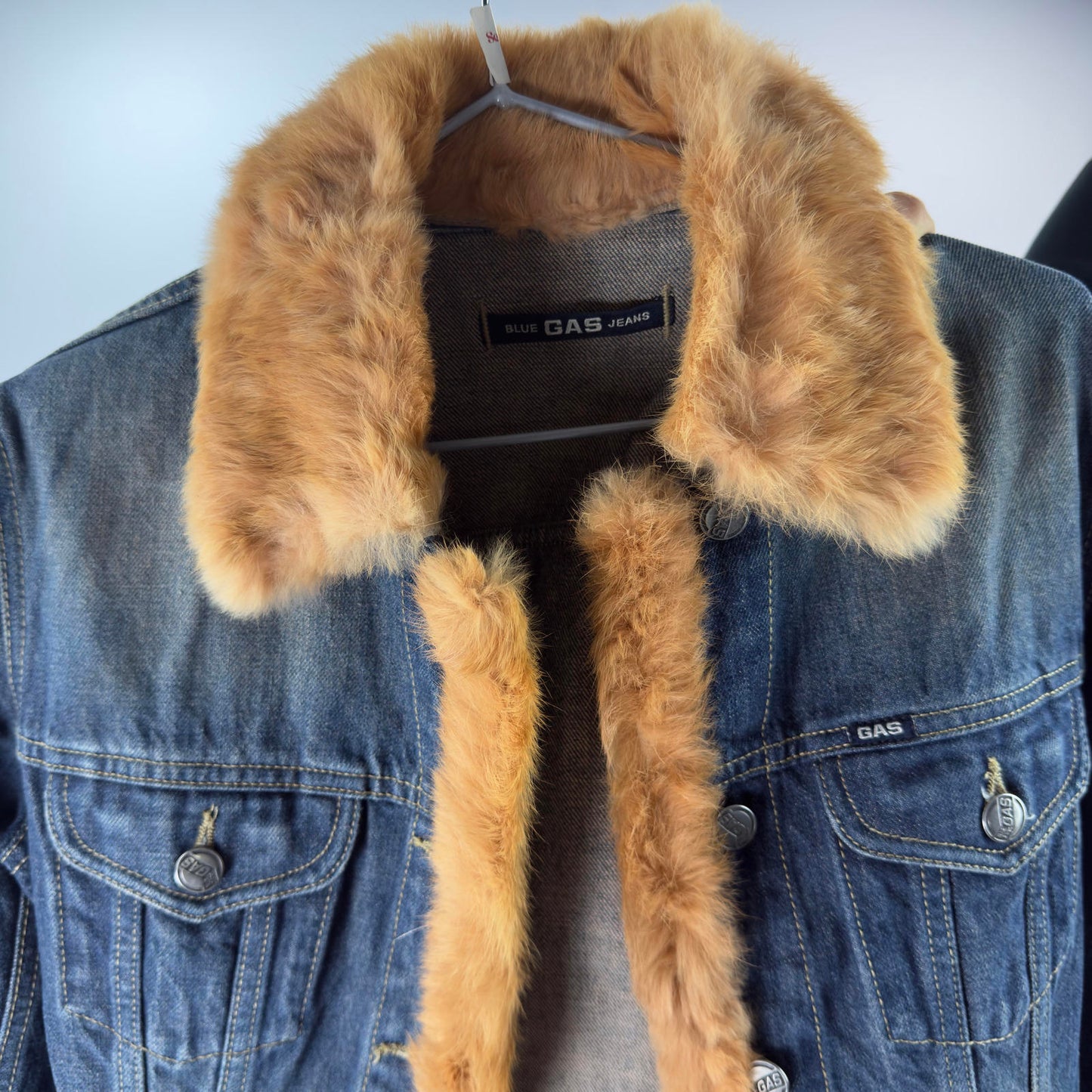 Gas Jeans Women's Denim Jacket with Faux Fur Trim- SIZE M