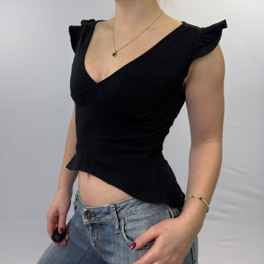 Terranova Black Sleeveless V-Neck Top - SIZE S