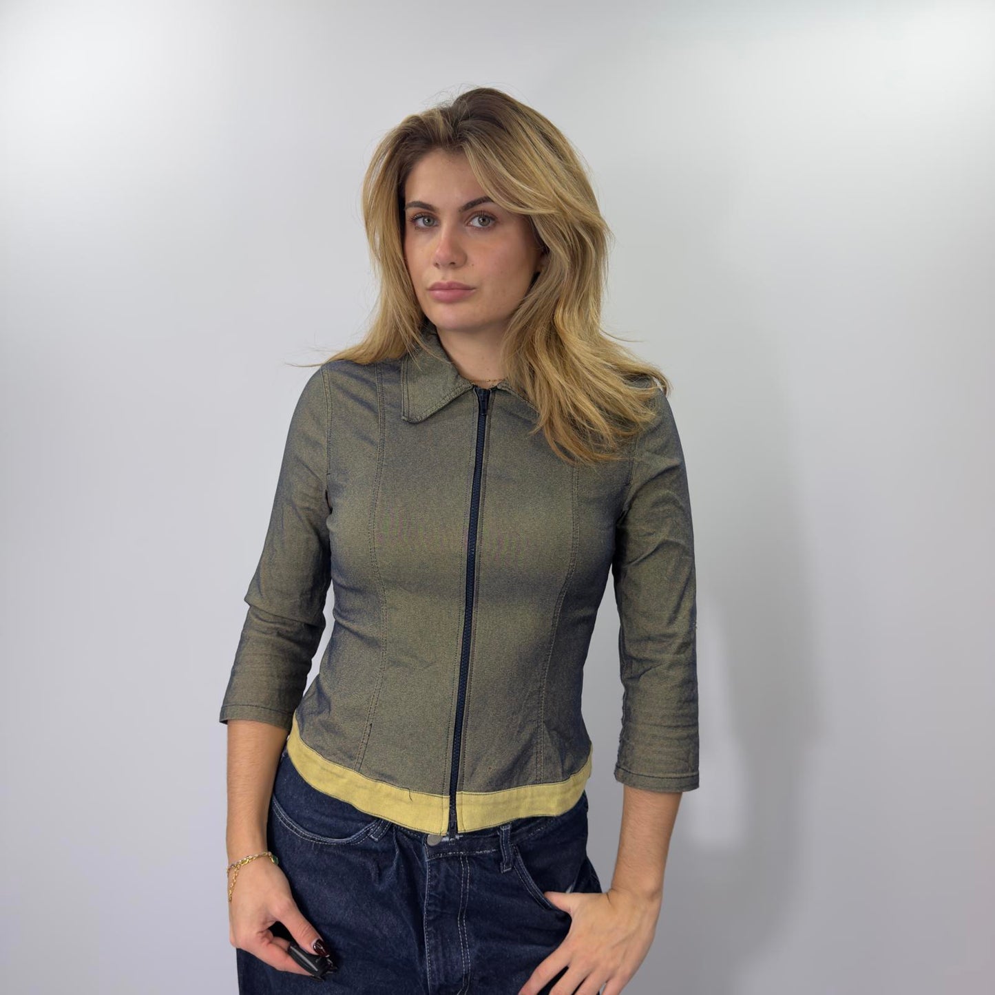 Y2K Fitted Zip-Up Jacket - Size S/M