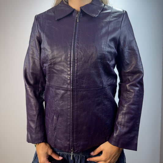 Best Connections Purple Leather Jacket- SIZE L