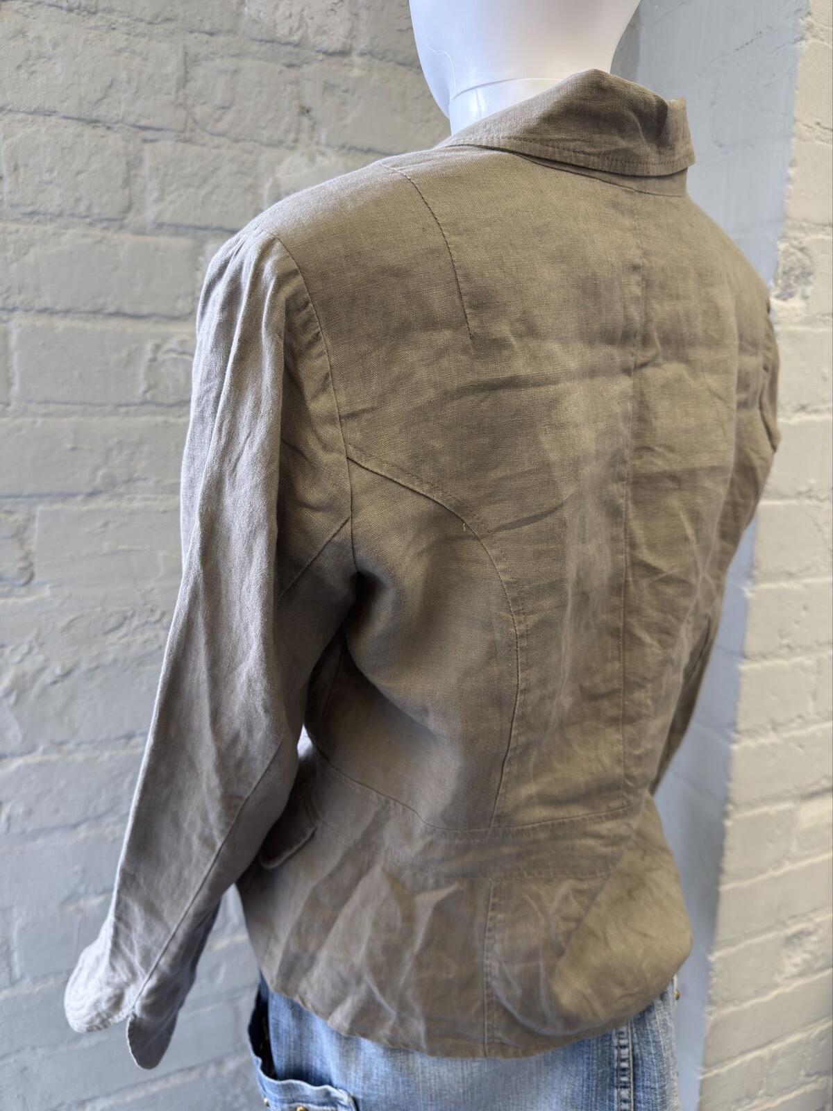 Orsay taupe linen jacket blazer with button detail